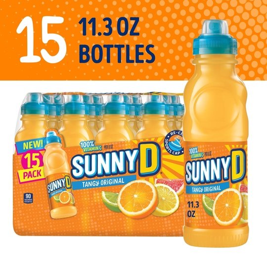 SUNNYD Tangy Original Orange Juice Drink, 15 Count, 11.3 FL OZ Bottles