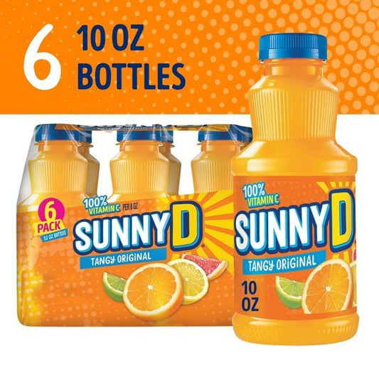 SUNNYD Tangy Original Orange Juice Drink, 6 Count, 10 FL OZ Bottles