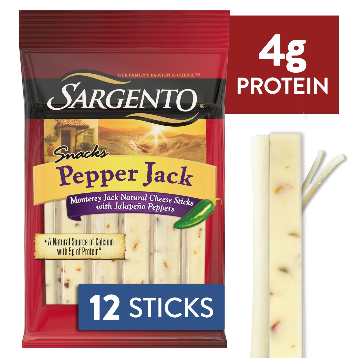 Sargento® Pepper Jack Natural Cheese Snack Sticks, 12-Count