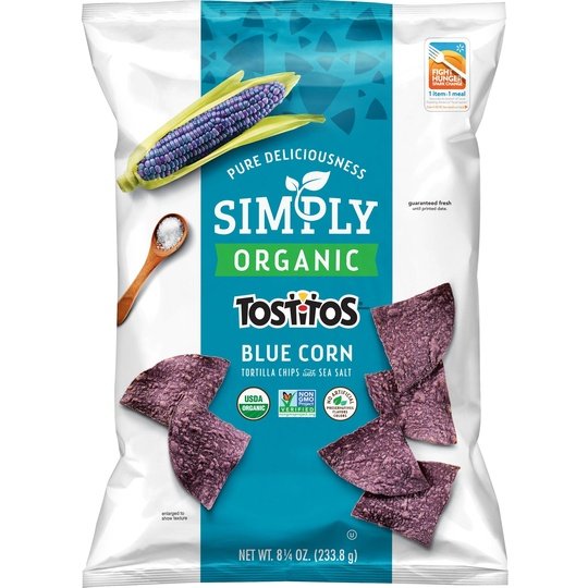 Simply Tostitos Organic Blue Corn Tortilla Chips, 8.25 oz Bag