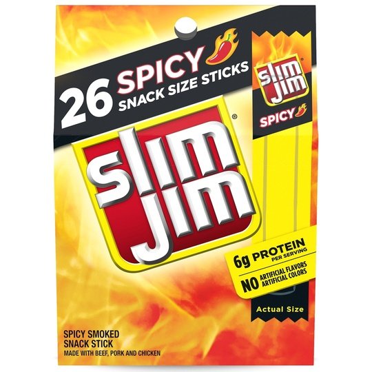Slim Jim Spicy Meat Stick, Meat Snacks, 7.28 oz, 26 Count Box