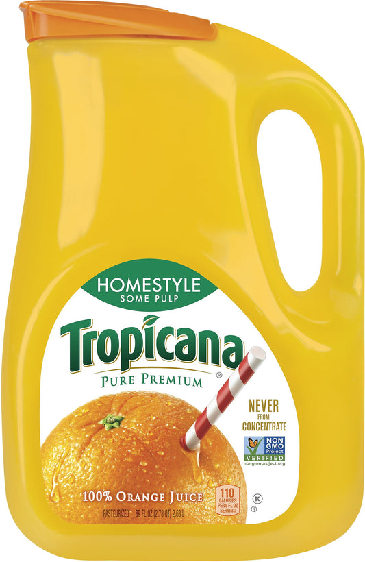 Tropicana Pure Premium, Homestyle Some Pulp 100% Orange Juice, 89 oz Jug