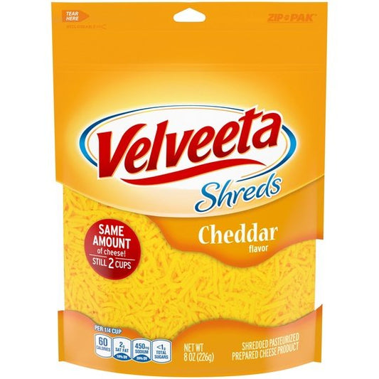 Velveeta Shreds Cheddar Flavored Shredded Cheese, 8 oz Bag