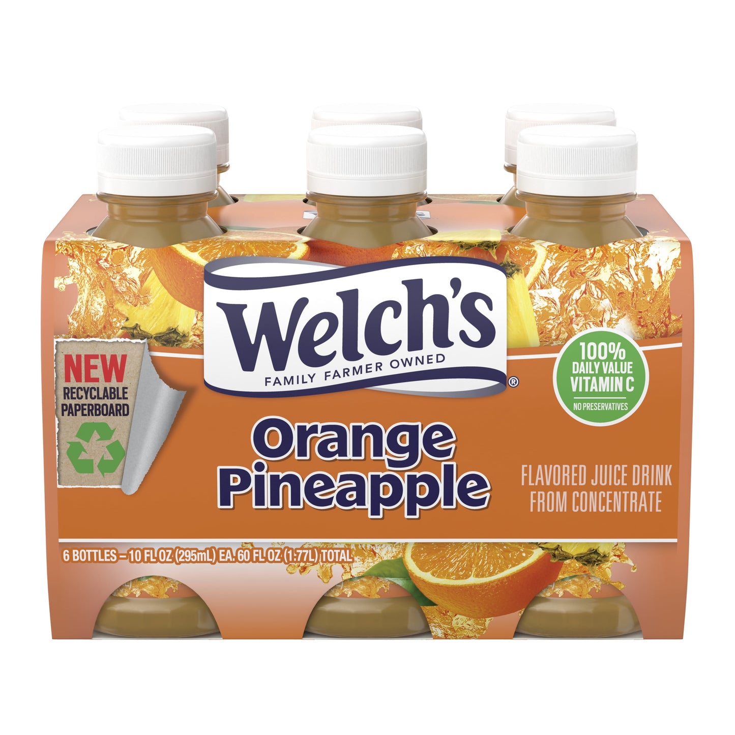Welch's Orange Pineapple Juice Drink, 10 fl oz On-the-Go Bottle (Pack of 6)