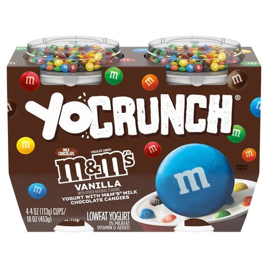 YoCrunch Low Fat Vanilla with M&Ms Yogurt, 4 Oz. Cups, 4 Count