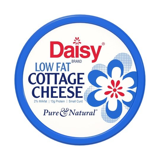 Daisy Pure and Natural Low Fat Cottage Cheese, 2% Milkfat, 16 oz (1 lb) Tub (Refrigerated) - 13g of Protein per serving