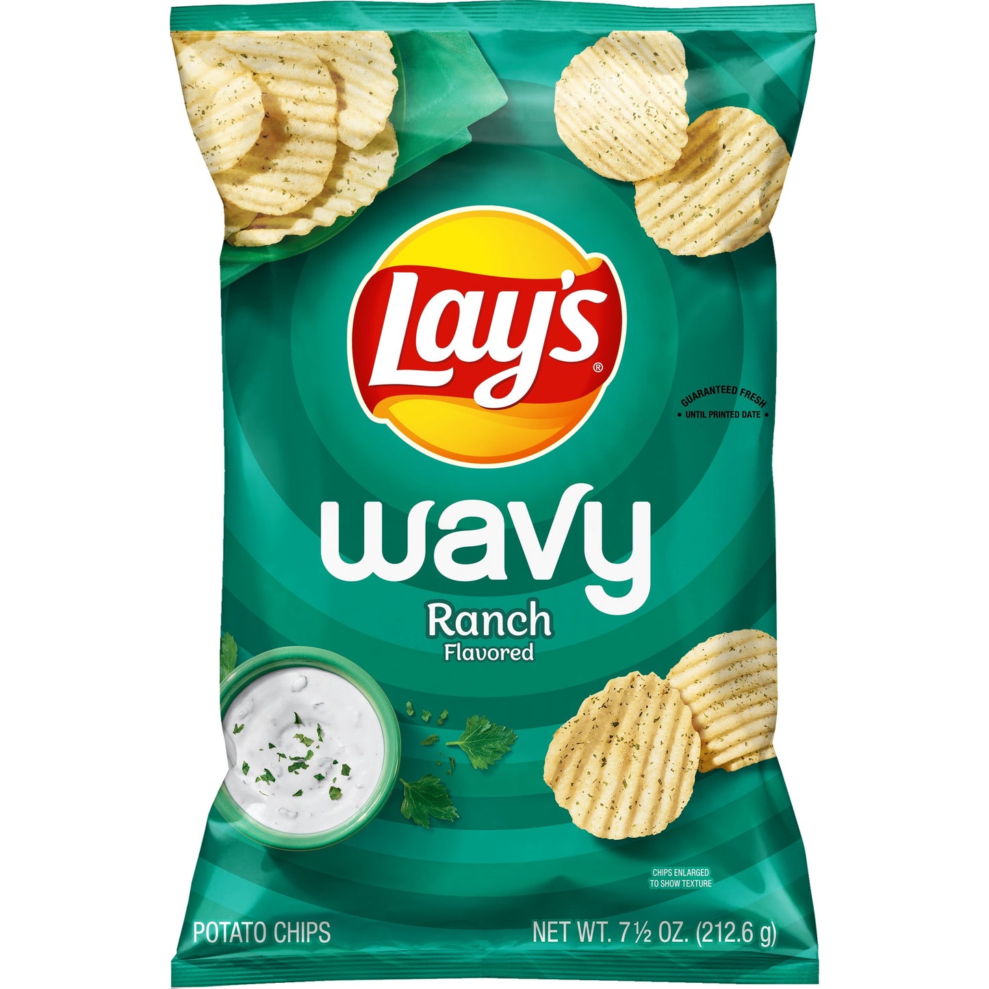 Lay's Wavy Potato Chips, Ranch Flavor, 7.5 oz Bag