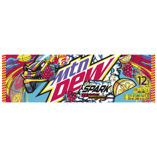 Mountain Dew Spark Soda Pop Raspberry Lemonade12 oz, 12 Count