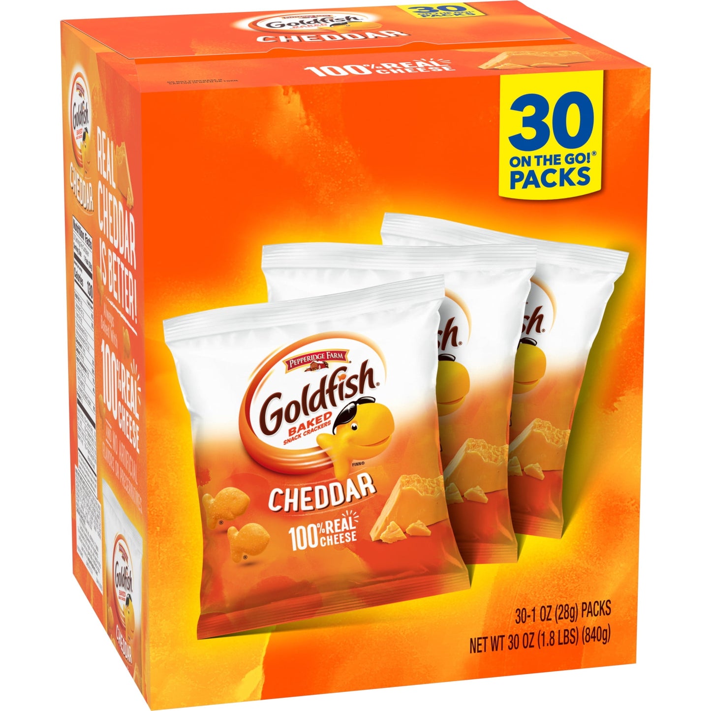 Goldfish Cheddar Crackers, Snack Pack, 1 oz, 30 CT Multi-Pack Box