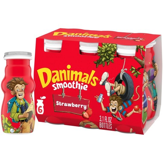 Danimals Smoothie Strawberry Explosion Dairy Drink, 3.1 OZ, 6 Ct