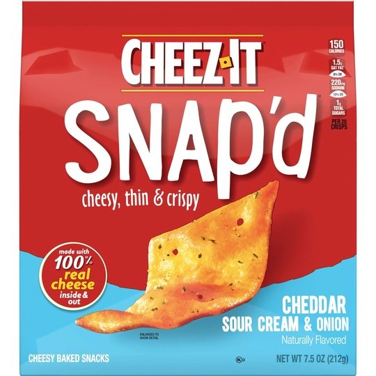 Cheez-It Snap'd Cheddar Sour Cream and Onion Cheese Cracker Chips, 7.5 oz