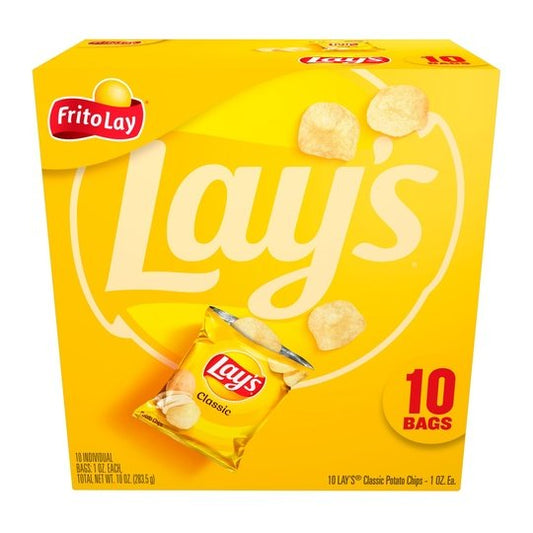 Lay's Classic Potato Snack Chips, 1 oz, 10 Count Bags