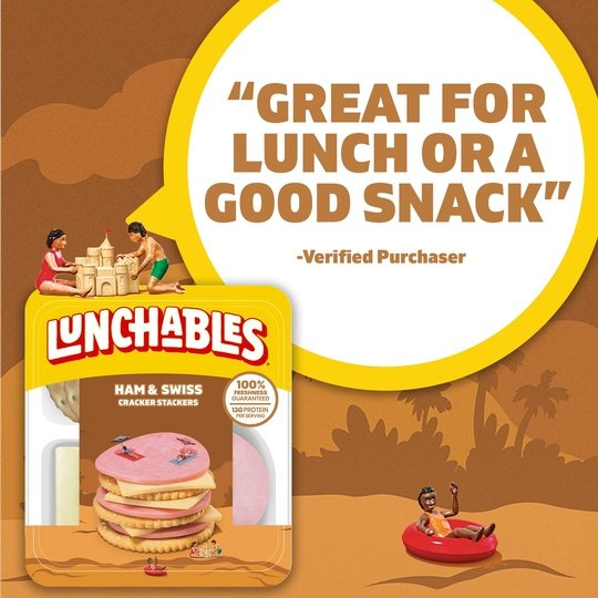 Lunchables Ham and Swiss Cracker Stackers, 3.2 oz Tray