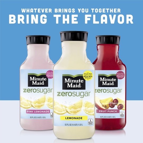 Minute Maid Zero Sugar Pink Lemonade Juice, 52 fl oz Bottle