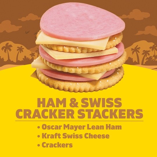 Lunchables Ham and Swiss Cracker Stackers, 3.2 oz Tray