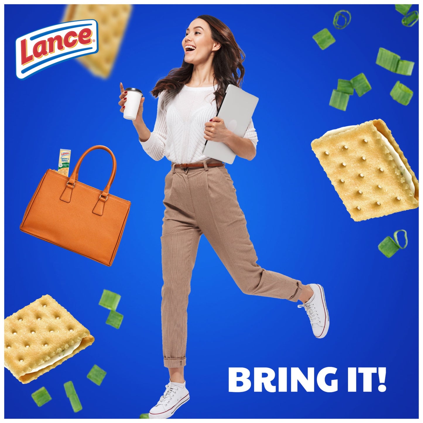 Lance Sandwich Crackers, Captain's Wafers Cream Cheese and Chives, 8 Packs, 6 Sandwiches Each