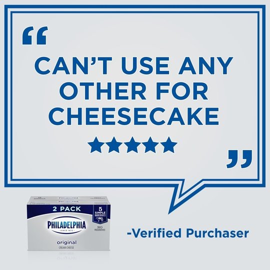 Philadelphia No Preservatives Original Cream Cheese 8 oz, 2 Count