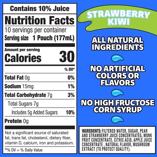 Capri Sun Strawberry Kiwi Juice Box Pouches, 10 ct Box, 6 fl oz Pouches