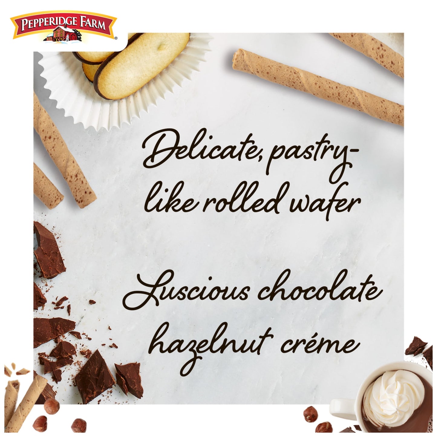 Pepperidge Farm Pirouette Cookies, Chocolate Hazelnut Créme Filled Wafers, 13.5 oz Tin