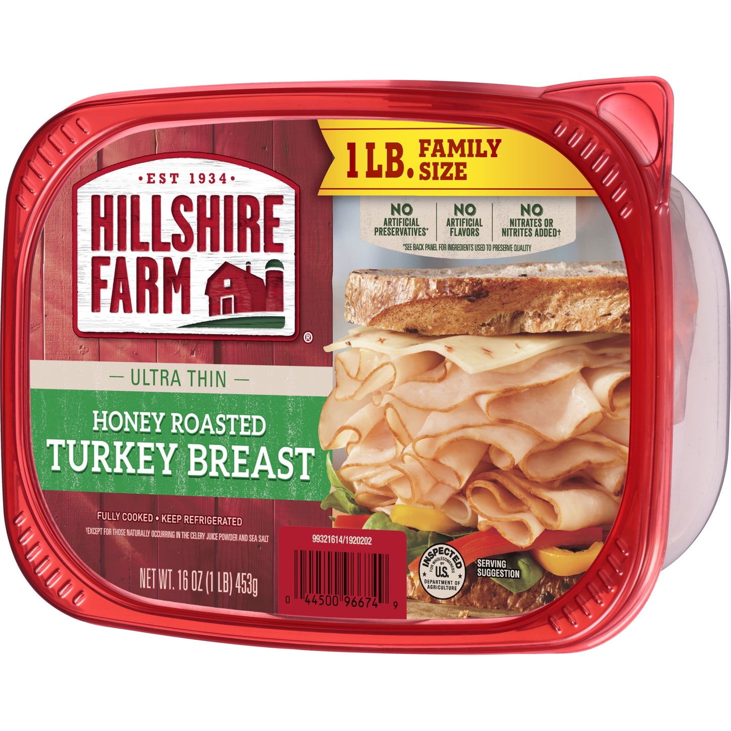 Hillshire Farm Sliced Honey Roasted Turkey Breast Deli Lunch Meat, 16 oz