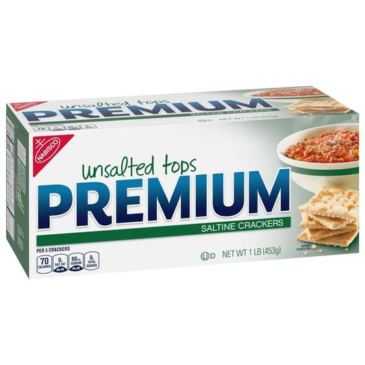 Premium Unsalted Tops Saltine Crackers, 16 oz