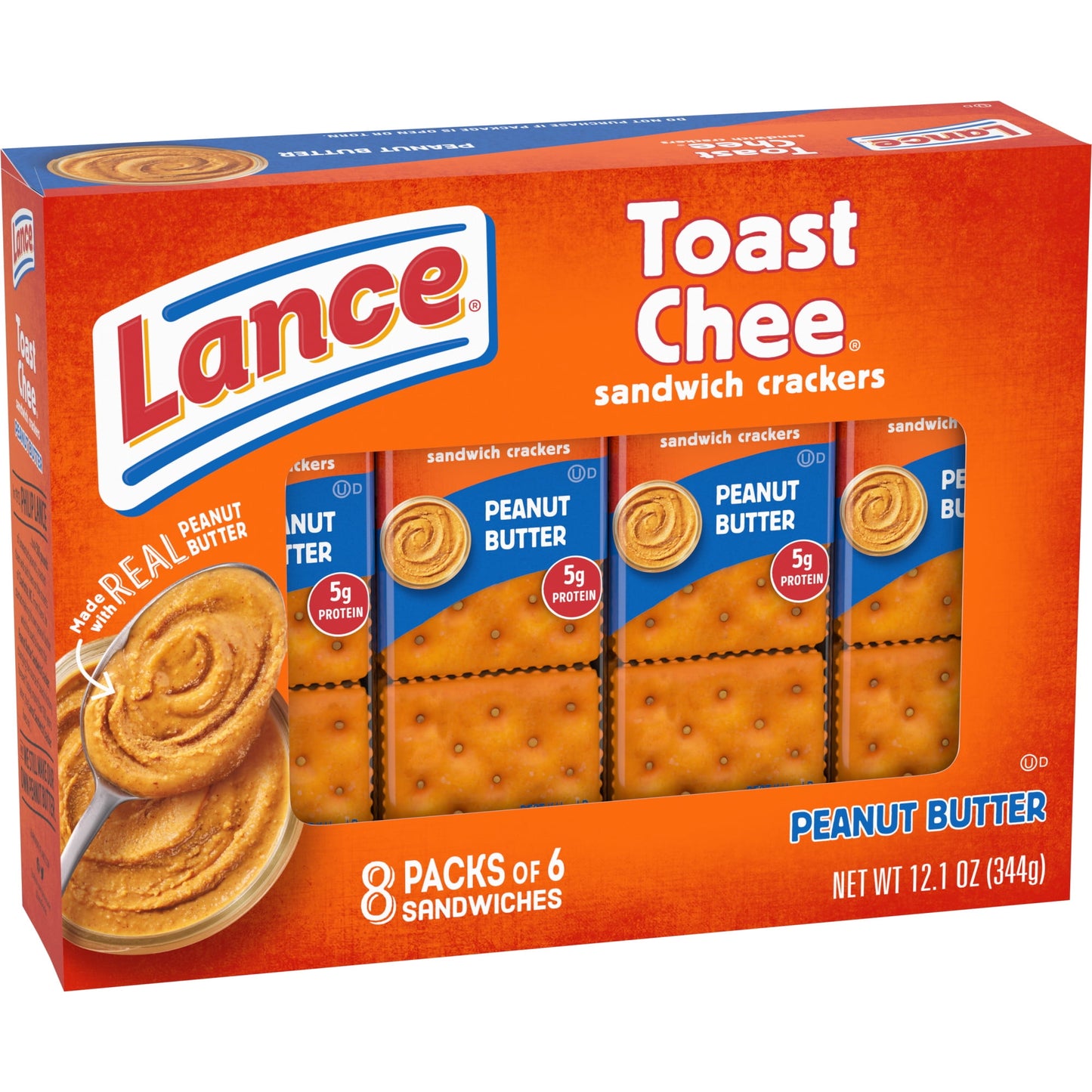Lance Sandwich Crackers, ToastChee Peanut Butter, 8 Individual Packs, 6 Sandwiches Each