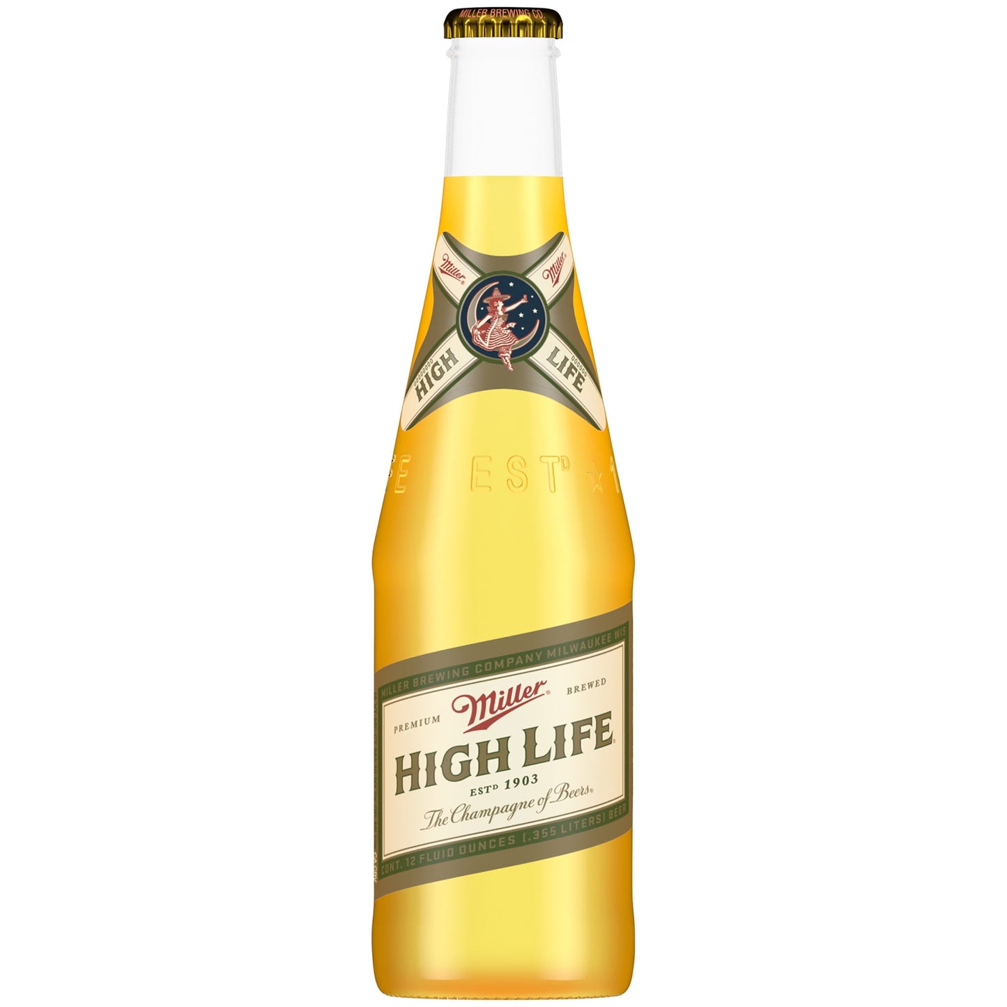 Miller High Life Lager Beer, 6 Pack, 12 fl oz Bottles, 4.6% ABV