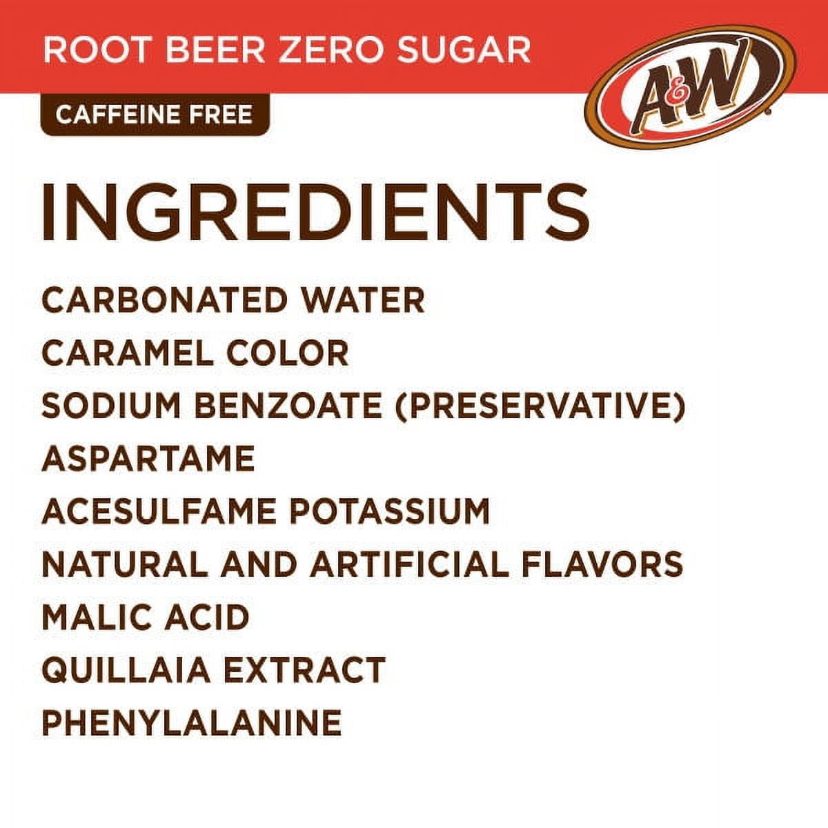 A&W Zero Sugar Root Beer Soda, .5 L bottles, 6 pack