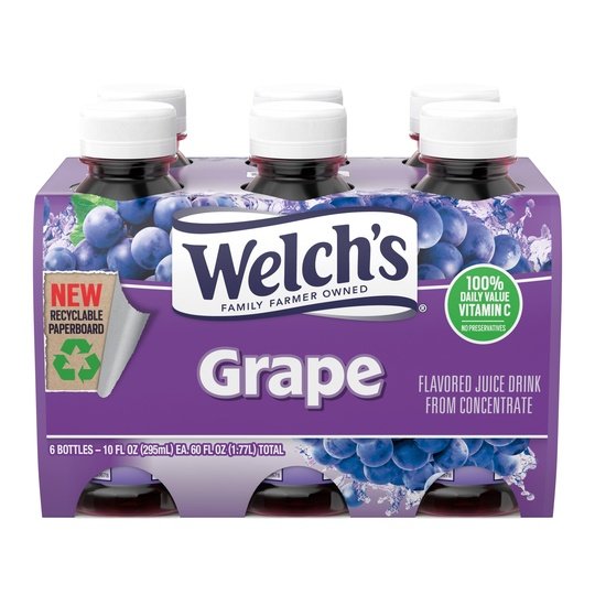 Welch's Grape Juice Drink, 10 fl oz On-the-Go Bottle (Pack of 6)