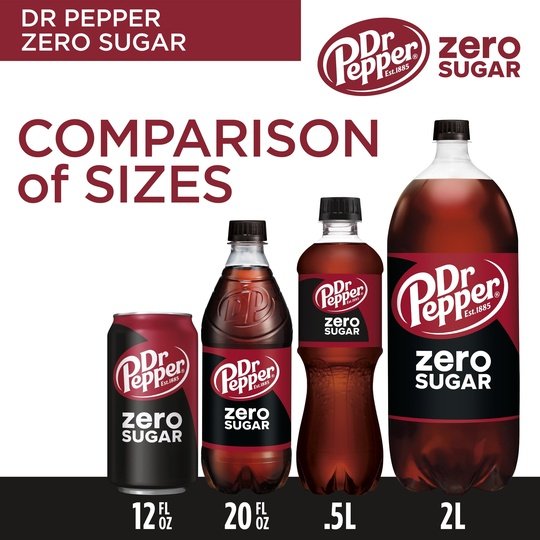 Dr Pepper Zero Sugar Soda, 12 fl oz cans, 12 pack