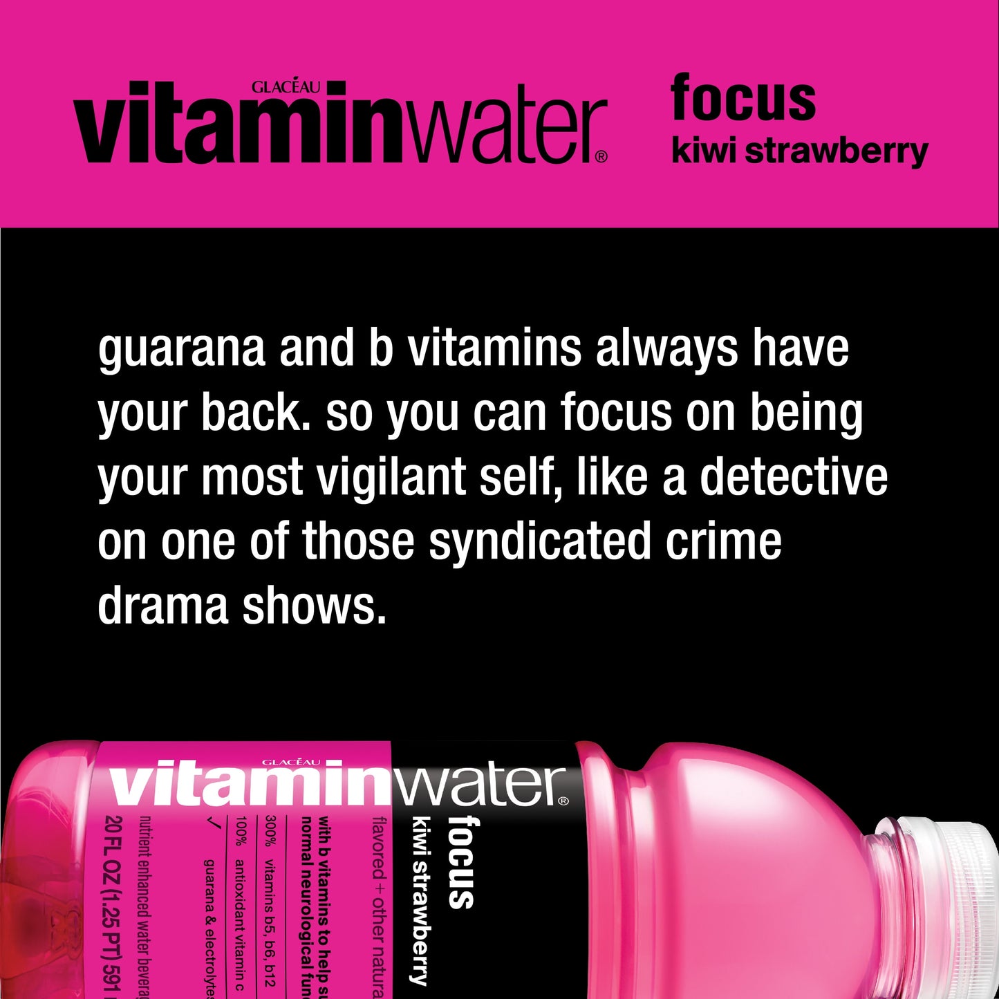 vitaminwater focus electrolyte enhanced water, kiwi-strawberry drink, 20 fl oz