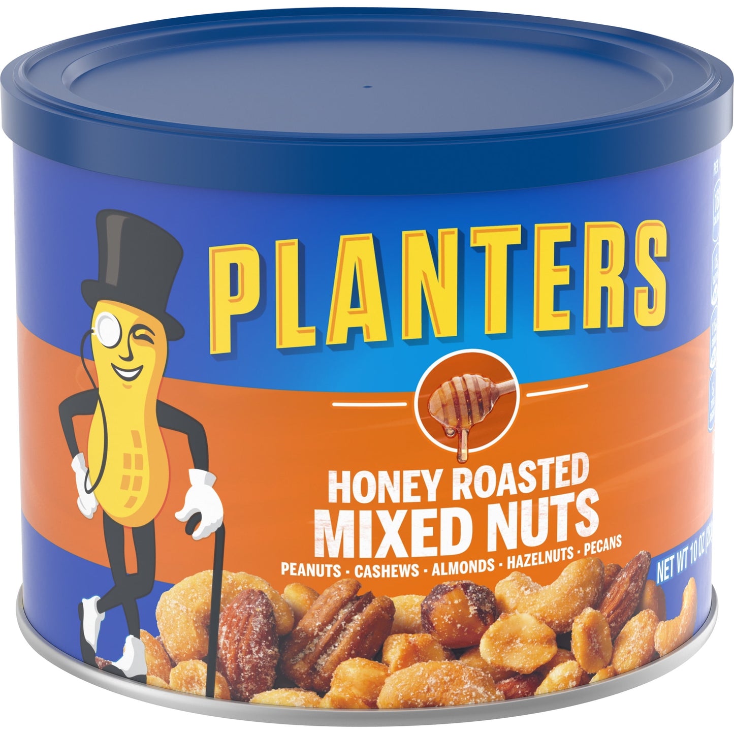 Planters Honey Roasted Mixed Nuts with Peanuts, Cashews, Almonds, Hazelnuts & Pecans, 10 oz Canister