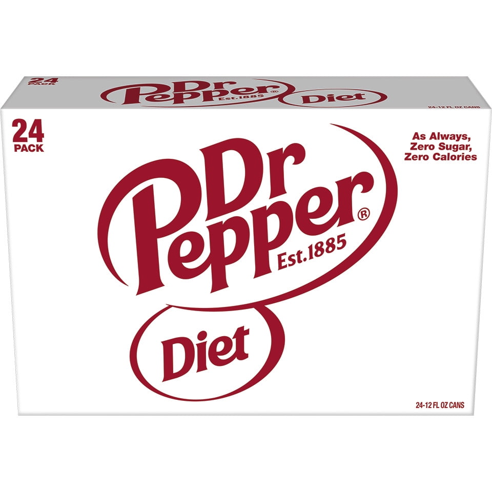 Diet Dr Pepper Soda, 12 fl oz cans, 24 pack