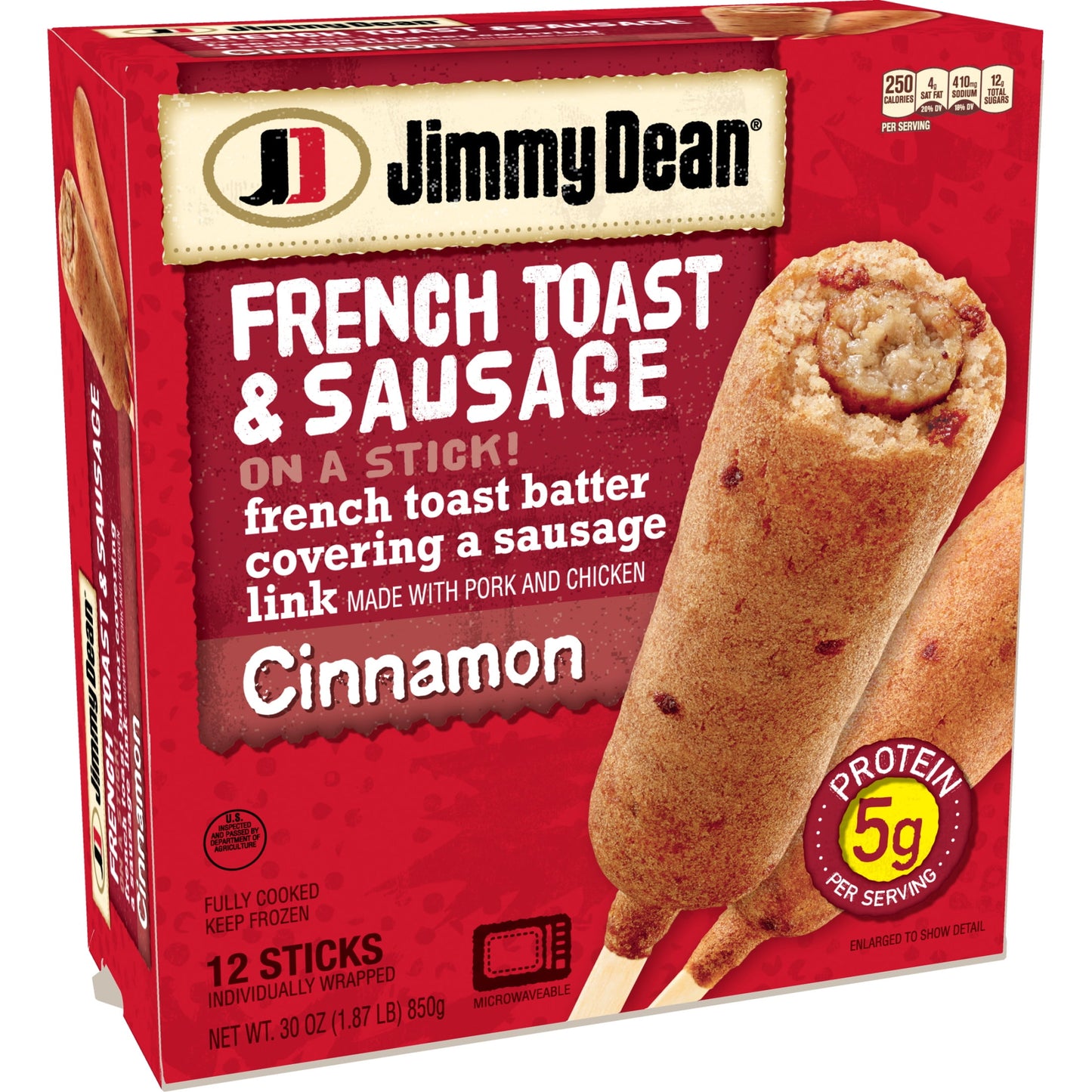 Jimmy Dean Cinnamon French Toast & Sausage on a Stick, 30 oz, 12 Ct (Frozen)