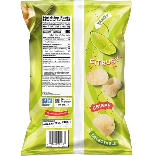 Lay's Potato Chips, Limon Flavor, 7.75 oz Bag