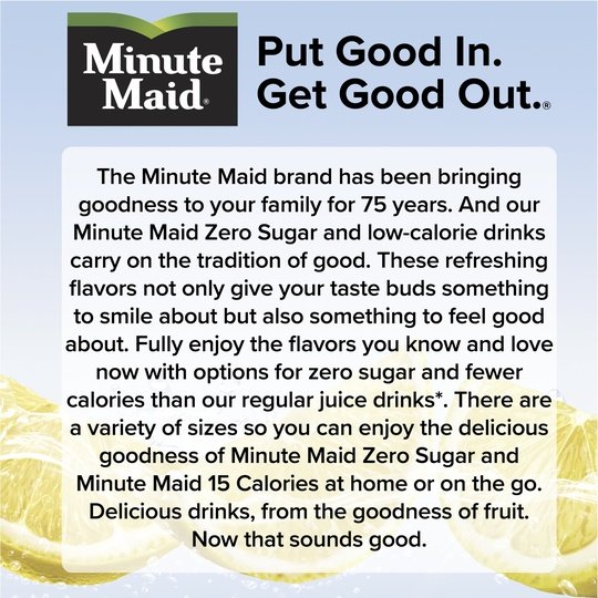 Minute Maid Zero Sugar Pink Lemonade Juice, 52 fl oz Bottle