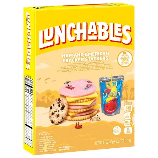 Lunchables Ham & American Cheese Cracker Stackers Kids Lunch Meal Kit, 9.1 oz Box