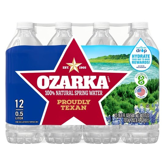 OZARKA Brand 100% Natural Spring Water, 16.9-ounce plastic bottles (Pack of 12)