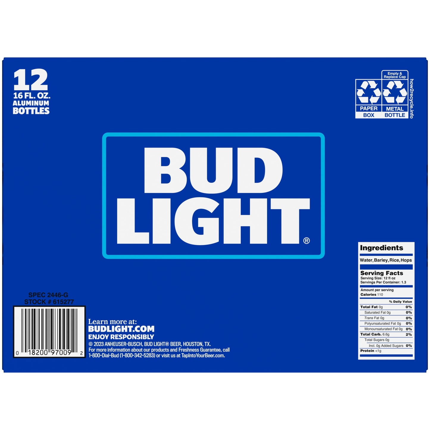 Bud Light Beer, 12 Pack Beer, 16 fl oz Glass Bottles, 4.2% ABV, Domestic Lager