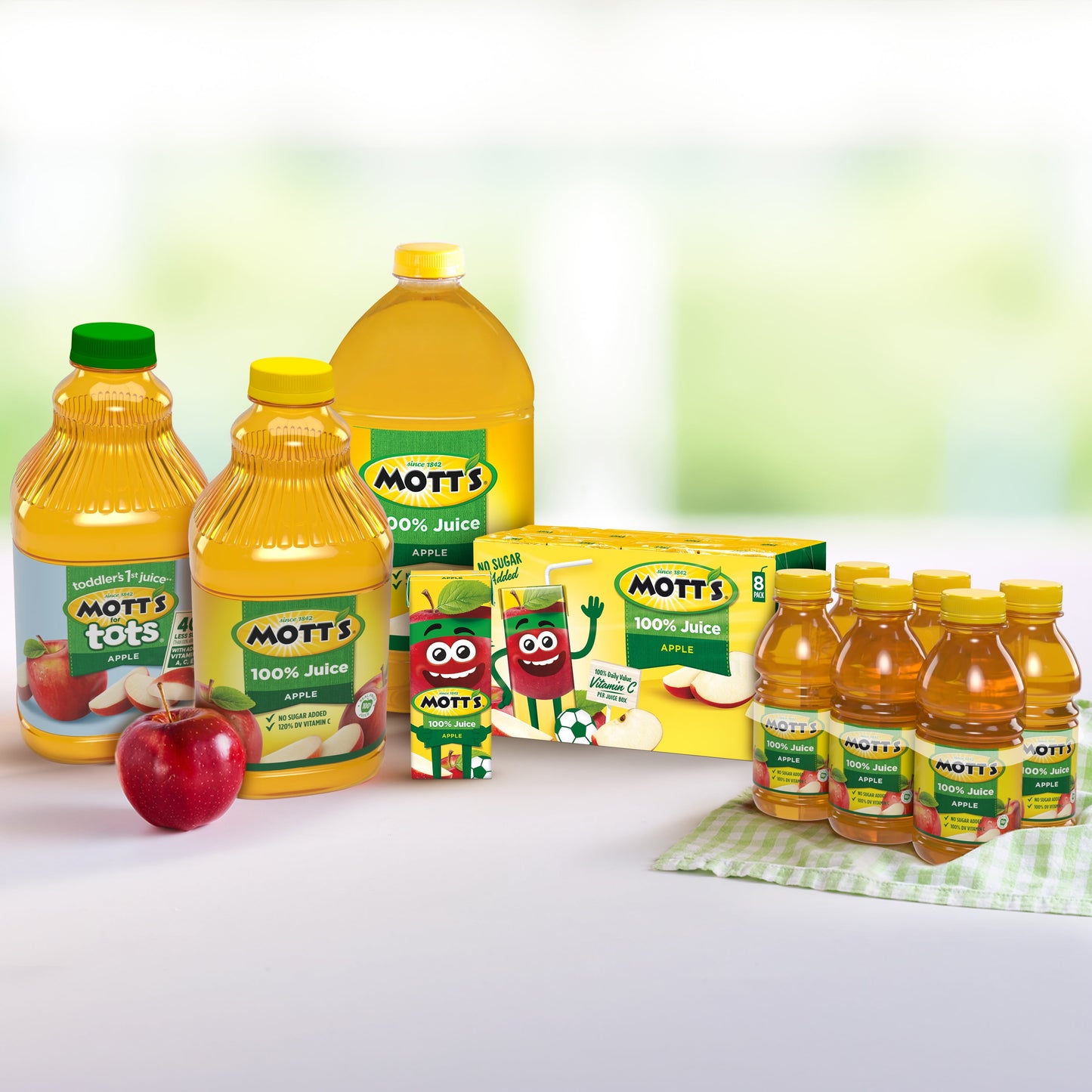 Mott's 100% Juice Original Apple Juice, 8 fl oz, 6 Count Bottles