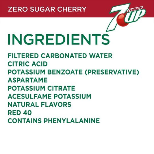 7UP Cherry Zero Sugar Soda, 2 L bottle