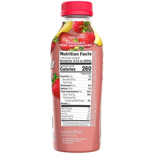 Bolthouse Farms Fruit Juice Smoothie, Strawberry Banana, 15.2 fl. oz. Bottle