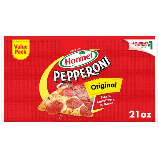 HORMEL, Pepperoni, Pizza Topping, Gluten Free, Protein Snacks, Original, Value Pack, 21 oz Resealable Plastic Package