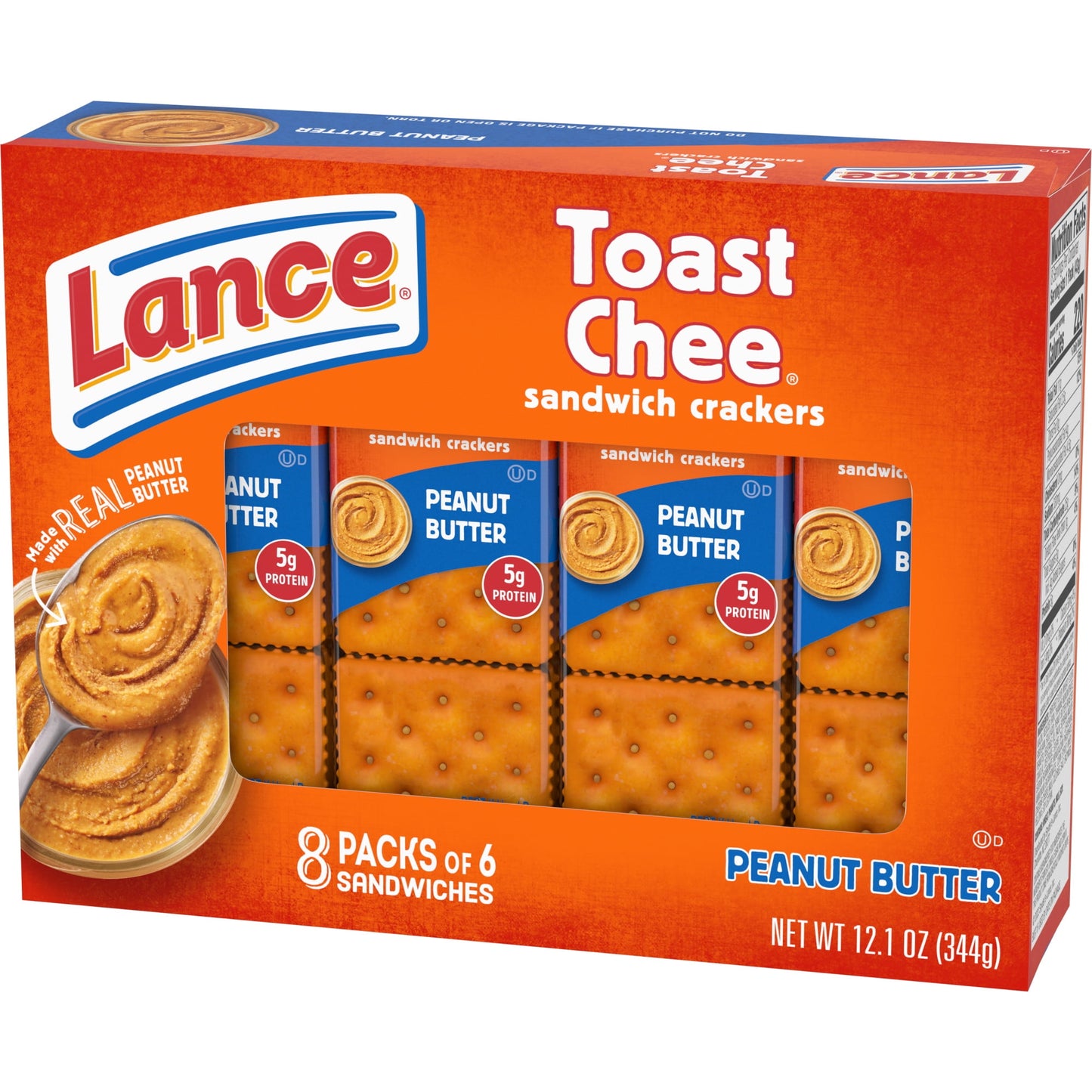 Lance Sandwich Crackers, ToastChee Peanut Butter, 8 Individual Packs, 6 Sandwiches Each