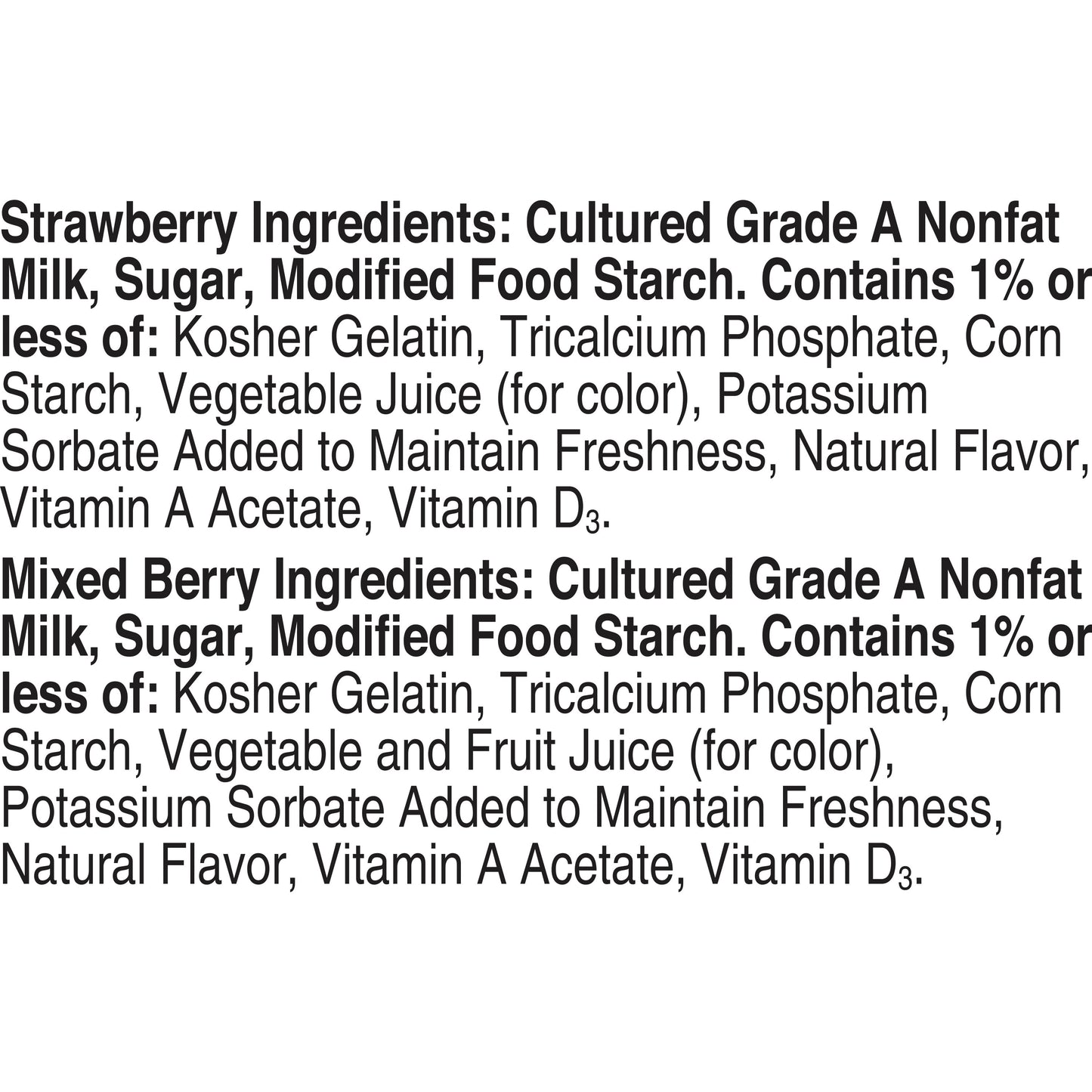 Go-GURT Strawberry and Mixed Berry Kids Fat Free Yogurt Variety Pack, Gluten Free, 2 oz. Yogurt Tubes (16 Count)