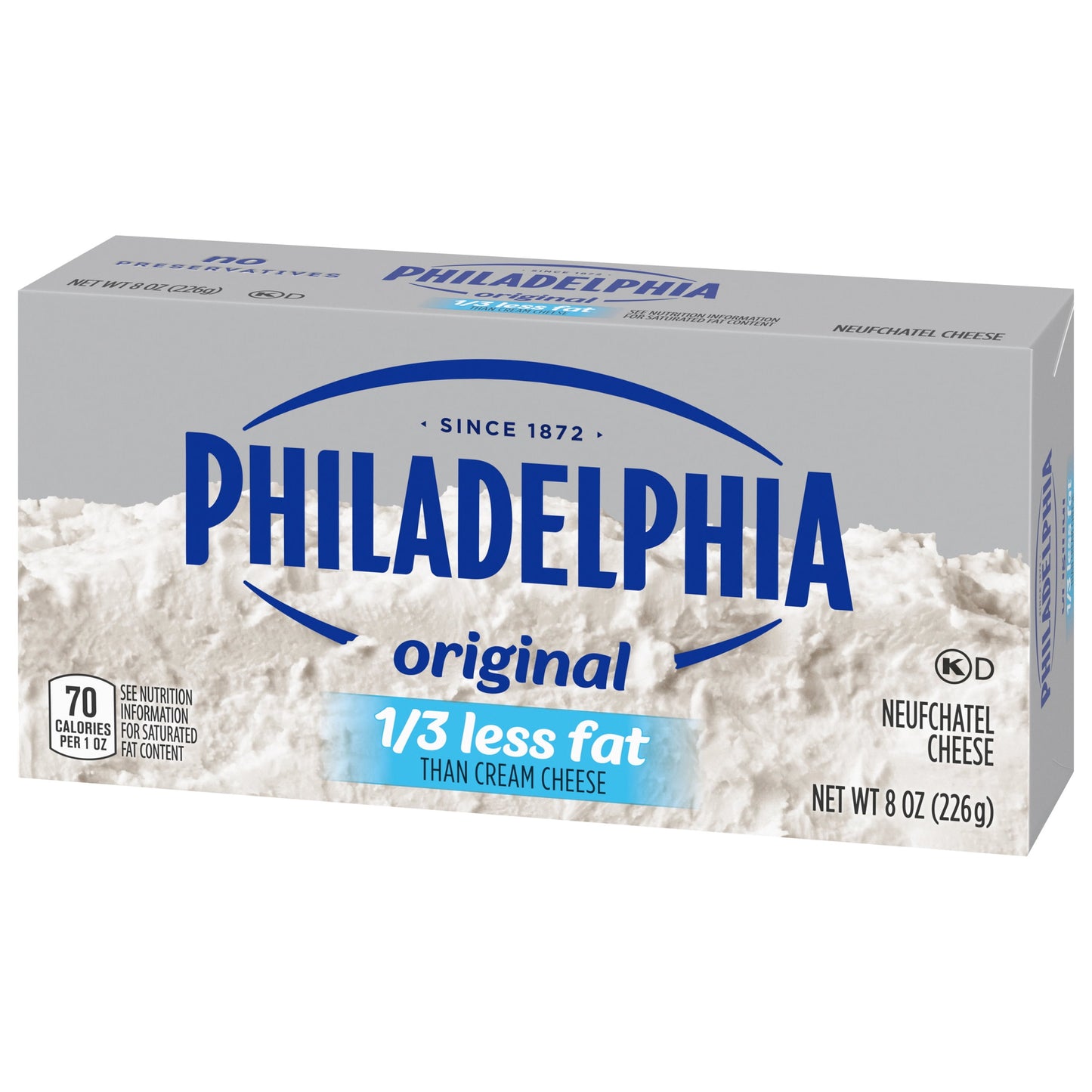 Philadelphia No Preservatives, 1/3 Fat Original Cream Cheese, 8 oz, 2 Count