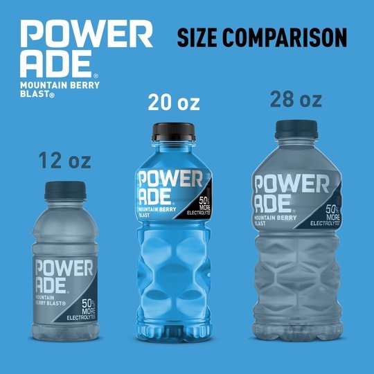 POWERADE Electrolyte Enhanced Mountain Berry Blast Sport Drink, 20 fl oz, 8 Count Bottles