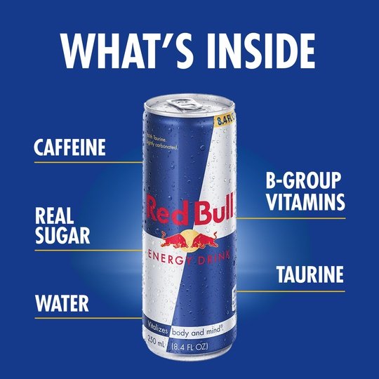 Red Bull Energy Drink, 8.4 fl oz, Pack of 4 Cans