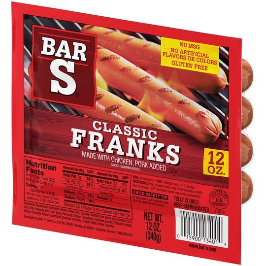 Bar S Classic Franks, 12 oz, 8 Count