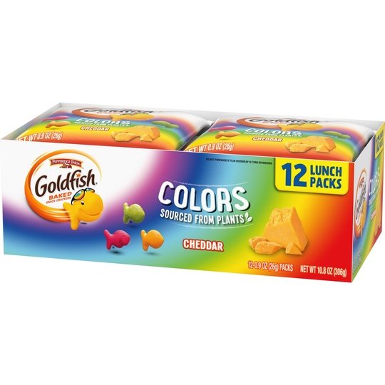 Goldfish Colors Crackers, Snack Pack, 0.9 oz, 12 CT Multi-Pack Tray